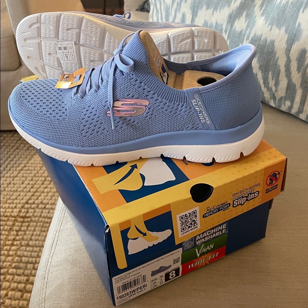 Skechers Slip-Ins Lace-Up Sneakers - Periwinkle. Wide Fit!! Size 8. New w/ tags! - Picture 3 of 4